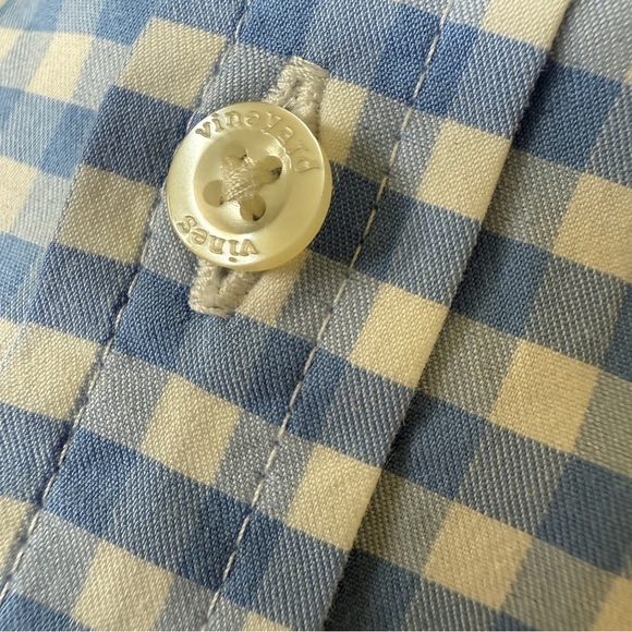 Vineyard Vines Boy’s Performance Blue Gingham Long Sleeve Button-Up Shirt 16 L - Picture 9 of 10